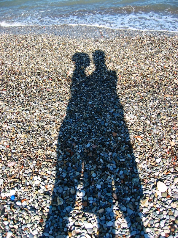 couples shadow in the beach