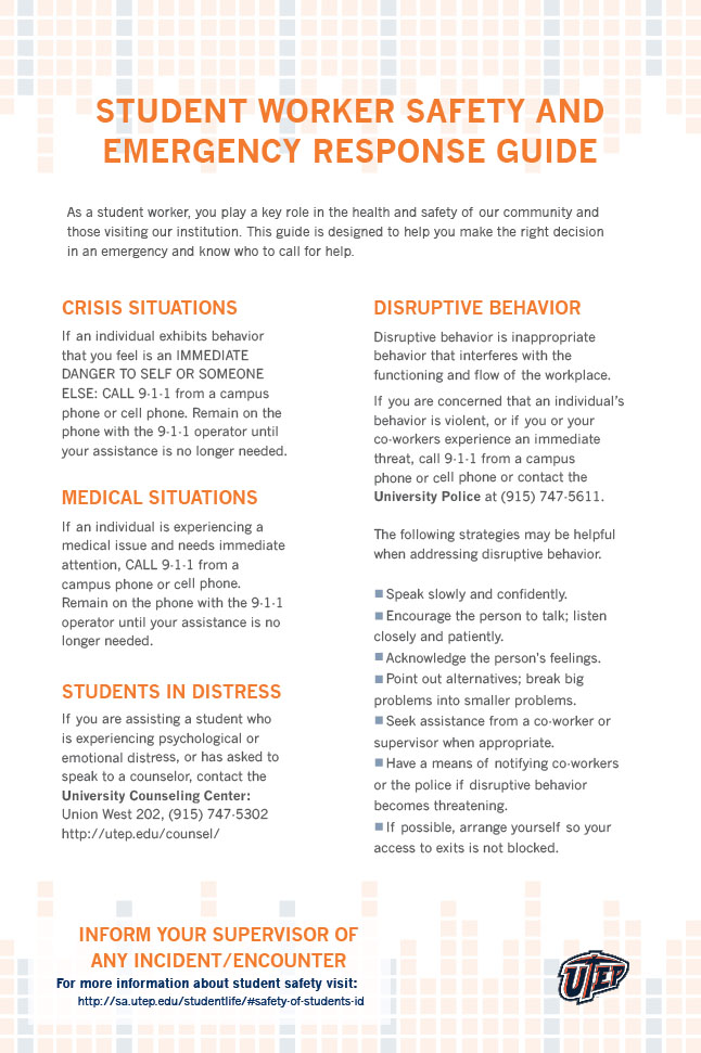 Student worker safety and emergency response guide part 1