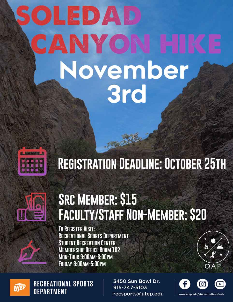 Soledad Canyon Hike Flyer, information below