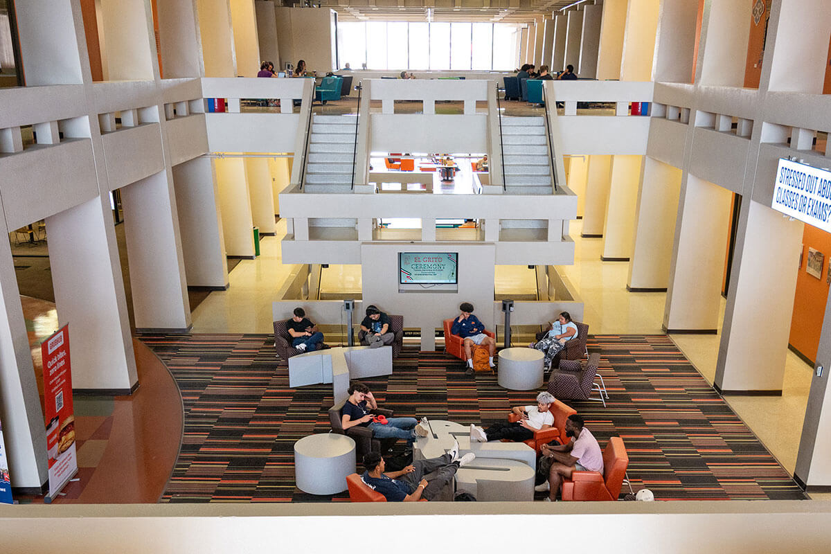 UTEP Student hanging out at the UTEP Union