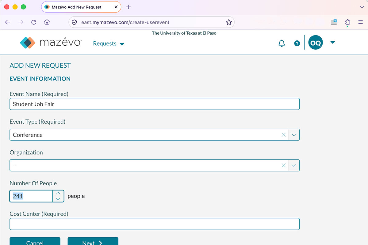 Requests via Mazévo