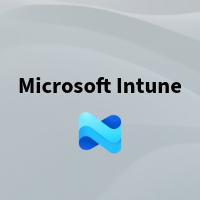 A graphic displaying the text “Microsoft Intune” above a blue abstract icon on a soft gray background.
