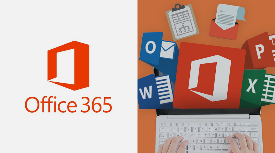 Microsoft Office 365 logo. Word, PowerPoint, Excel, Scype, Access